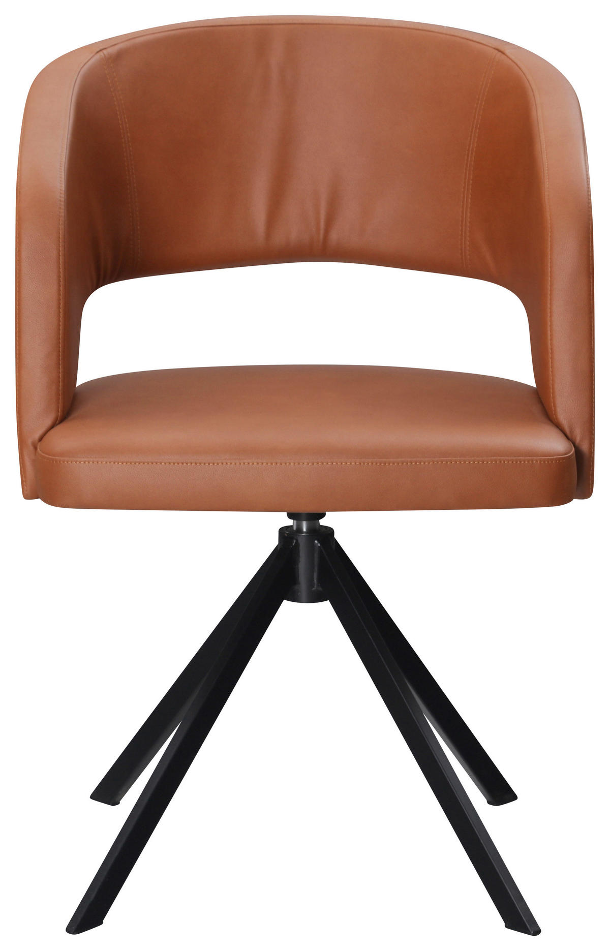 ARMLEHNSTUHL  in Stahl Lederlook (vegan)  - Cognac/Schwarz, KONVENTIONELL, Textil/Metall (56/84/59cm) - Moderano