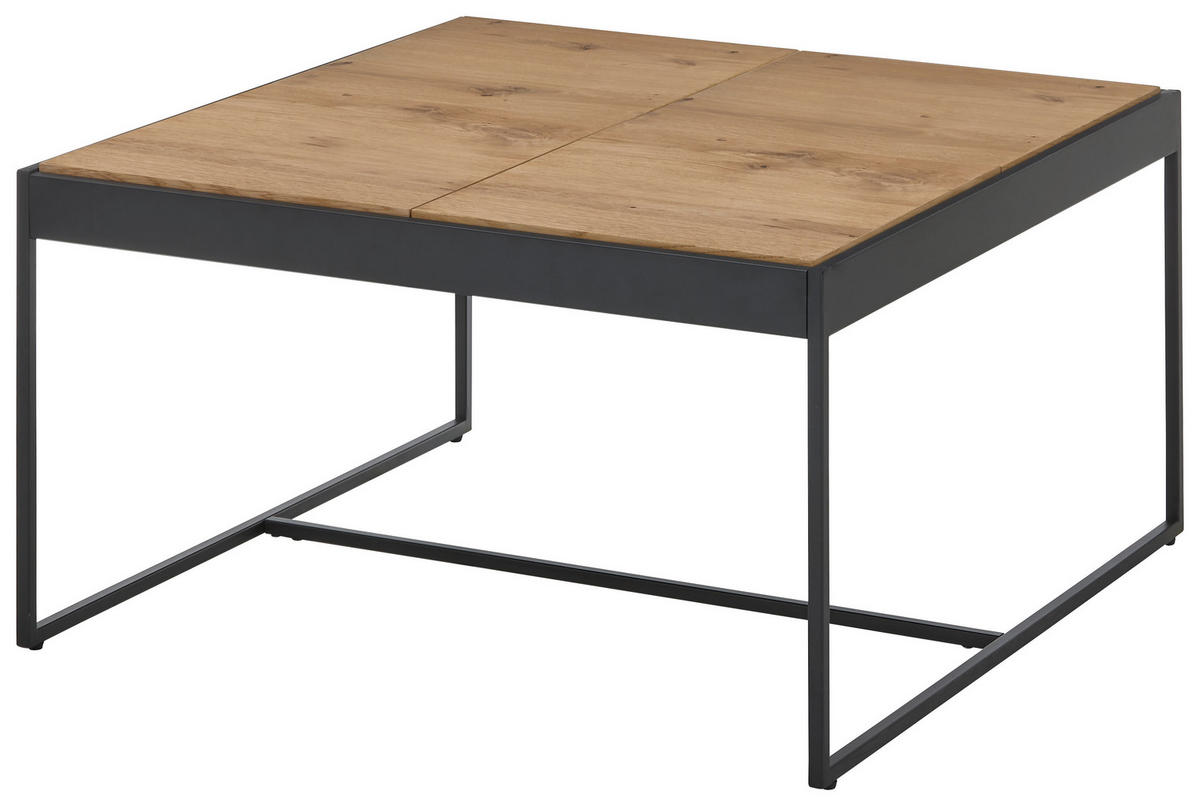 KLUB STOČIĆ  crna, boja hrasta  - boja hrasta/crna, Dizajnerski, drvo/metal (83/83/45cm) - Novel