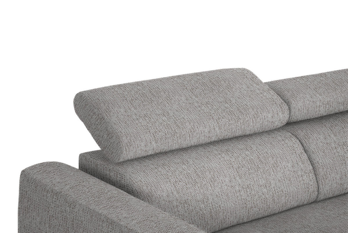 ECKSOFA in Webstoff Taupe  - Taupe/Schwarz, Design, Textil/Metall (280/205cm) - MID.YOU