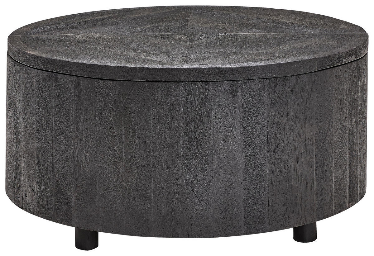 COUCHTISCH Mangoholz vollmassiv 70/70/35 cm rund Schwarz  - Schwarz, Design, Holz (70/70/35cm) - Livetastic