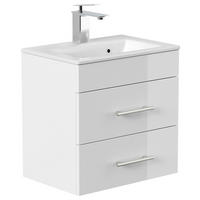 WASCHTISCHKOMBI 50 cm  - Weiß Hochglanz/Silberfarben, MODERN, Keramik/Holzwerkstoff (50cm) - MID.YOU