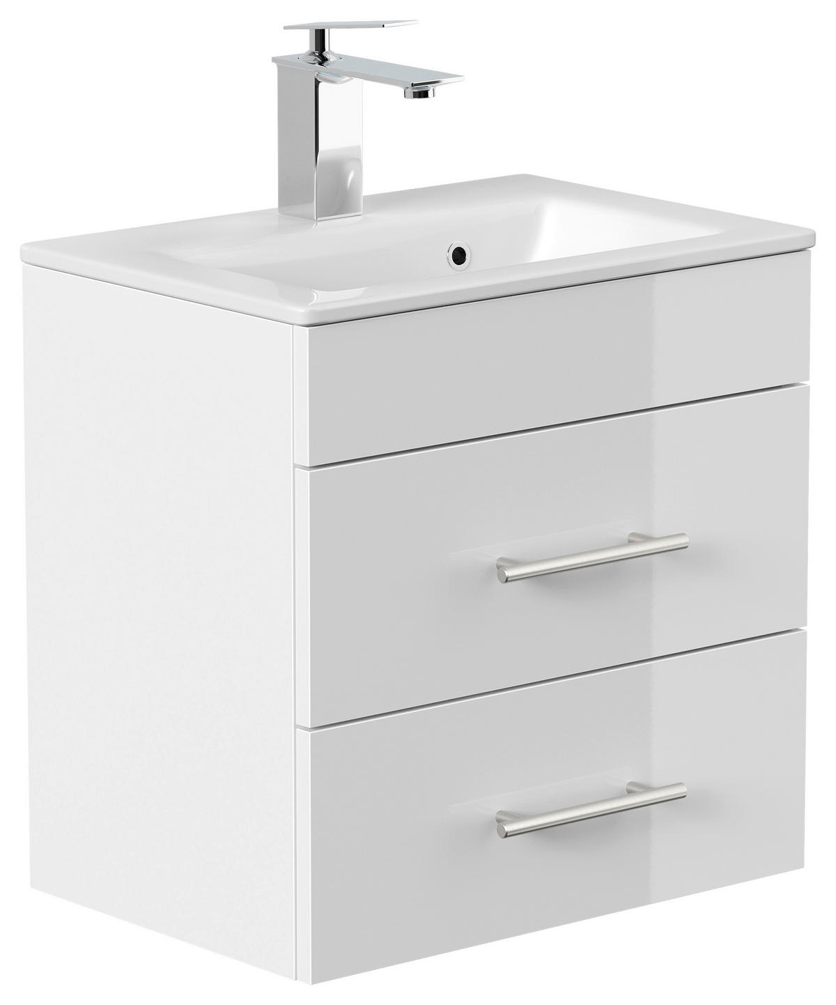 WASCHTISCHKOMBI 50 cm  - Weiß Hochglanz/Silberfarben, MODERN, Keramik/Holzwerkstoff (50cm) - MID.YOU