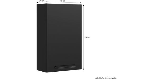 HÄNGESCHRANK 40/64/20 cm  - Schwarz, KONVENTIONELL, Holzwerkstoff/Metall (40/64/20cm) - Xora