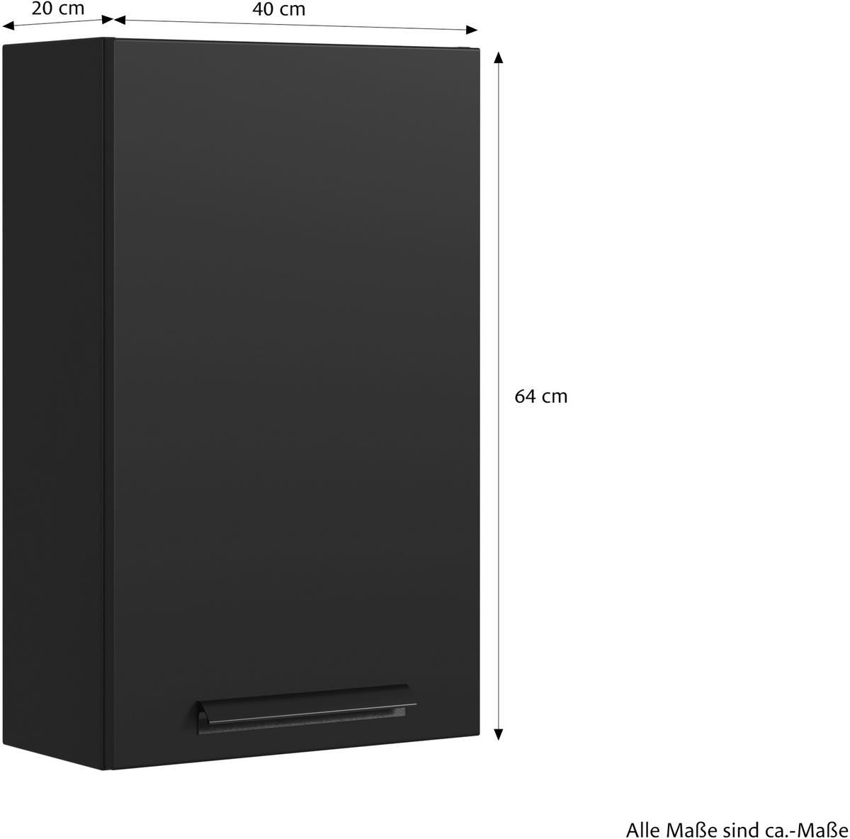 HÄNGESCHRANK 40/64/20 cm  - Schwarz, KONVENTIONELL, Holzwerkstoff/Metall (40/64/20cm) - Xora