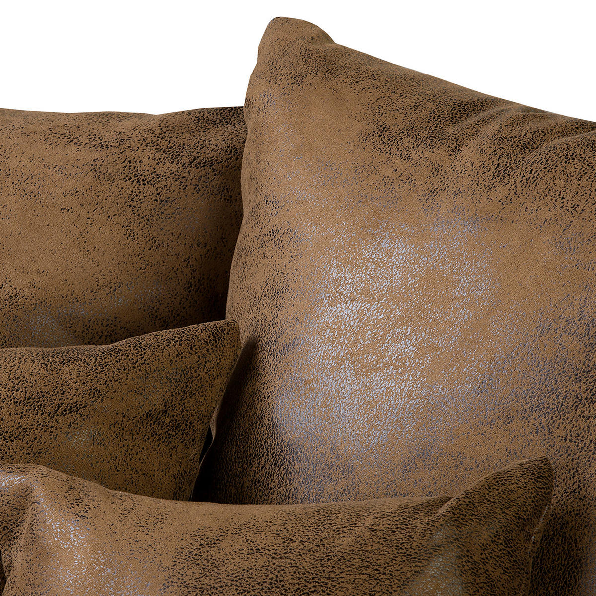 ECKSOFA Naomi in Lederlook Braun Rückenkissen  243/284 cm  - Schwarz/Braun, Design, Kunststoff/Textil (243/284cm) - P & B