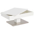 COUCHTISCH rechteckig Weiß, Edelstahlfarben 100/60/42,5 cm  - Edelstahlfarben/Weiß, Design, Holzwerkstoff/Metall (100/60/42,5cm) - Carryhome