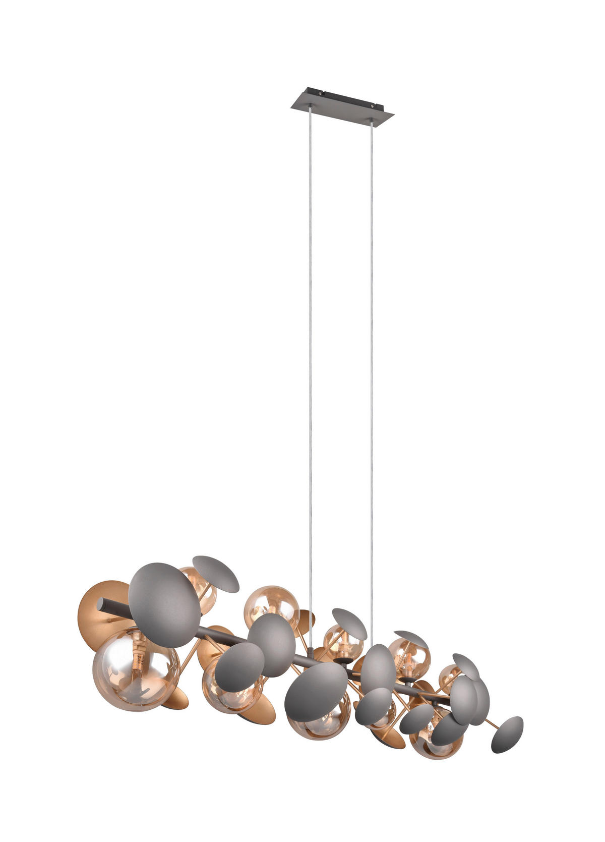PENDELLEUCHTE Bubble 100/22/150 cm   - Anthrazit/Bernsteinfarben, LIFESTYLE, Glas/Metall (100/22/150cm) - Trio Leuchten