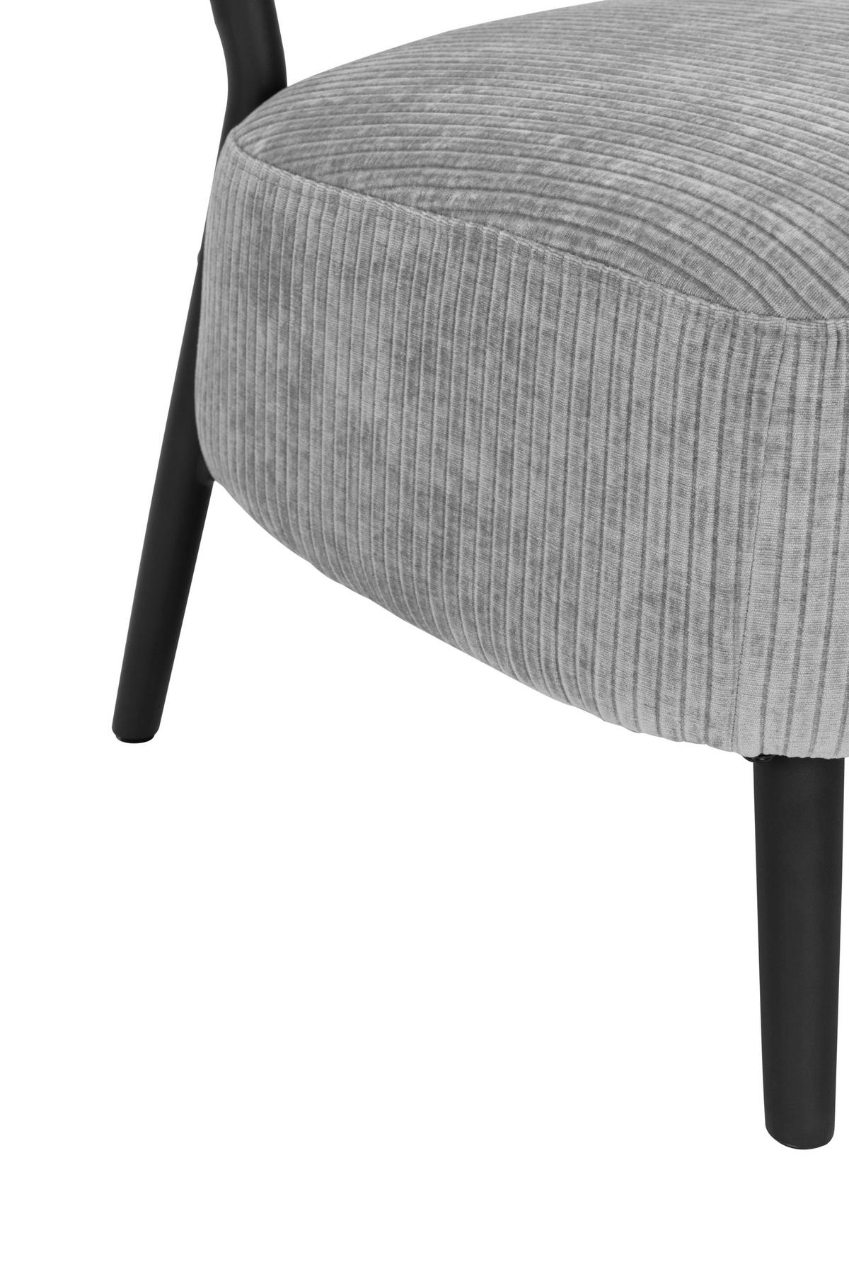 SESSEL in Cord Grau  - gris/noir, Design, textile/métal (62/76/65,5cm) - P & B