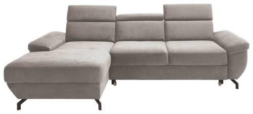 ECKSOFA in Velours Silberfarben  - Silberfarben, Modern, Textil/Metall (182/262cm) - Trendmanufaktur