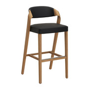 BARHOCKER in Eichefarben, Schwarz - Eichefarben/Schwarz, Natur, Leder/Holz (52/103/52cm) - Voglauer