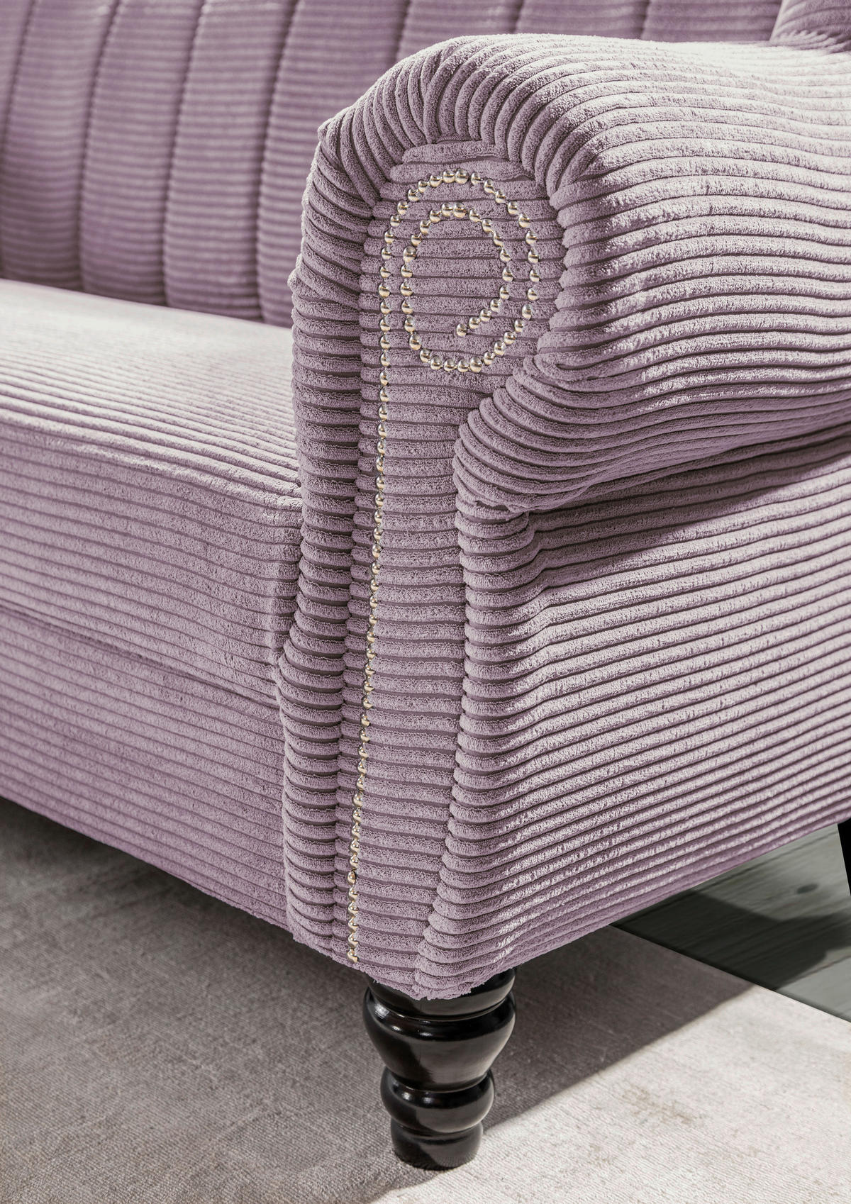2-SITZER-SOFA in Cord Flieder  - Dunkelbraun/Flieder, Design, Holz/Textil (168/96/75cm) - Ambia Home
