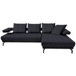 ECKSOFA in Mikrofaser Dunkelblau  - Schwarz/Dunkelblau, Design, Textil/Metall (305/224cm) - Dieter Knoll