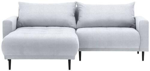 ECKSOFA in Flachgewebe Hellgrau  - Hellgrau/Schwarz, Design, Holz/Textil (215/160cm) - Stylife