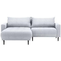 ECKSOFA in Flachgewebe Hellgrau  - Hellgrau/Schwarz, Design, Holz/Textil (215/160cm) - Stylife