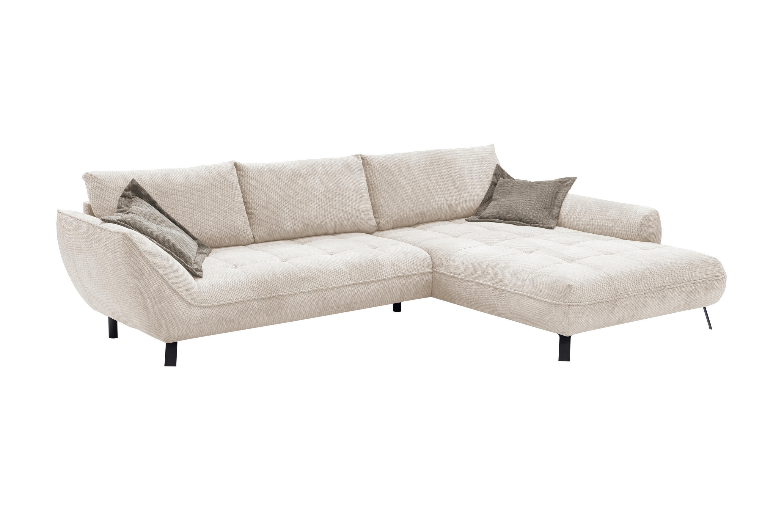 ECKSOFA BIARRITZ Beige, Hellbraun Struktur  - Hellbraun/Beige, Design, Textil/Metall (324/205cm) - Livetastic