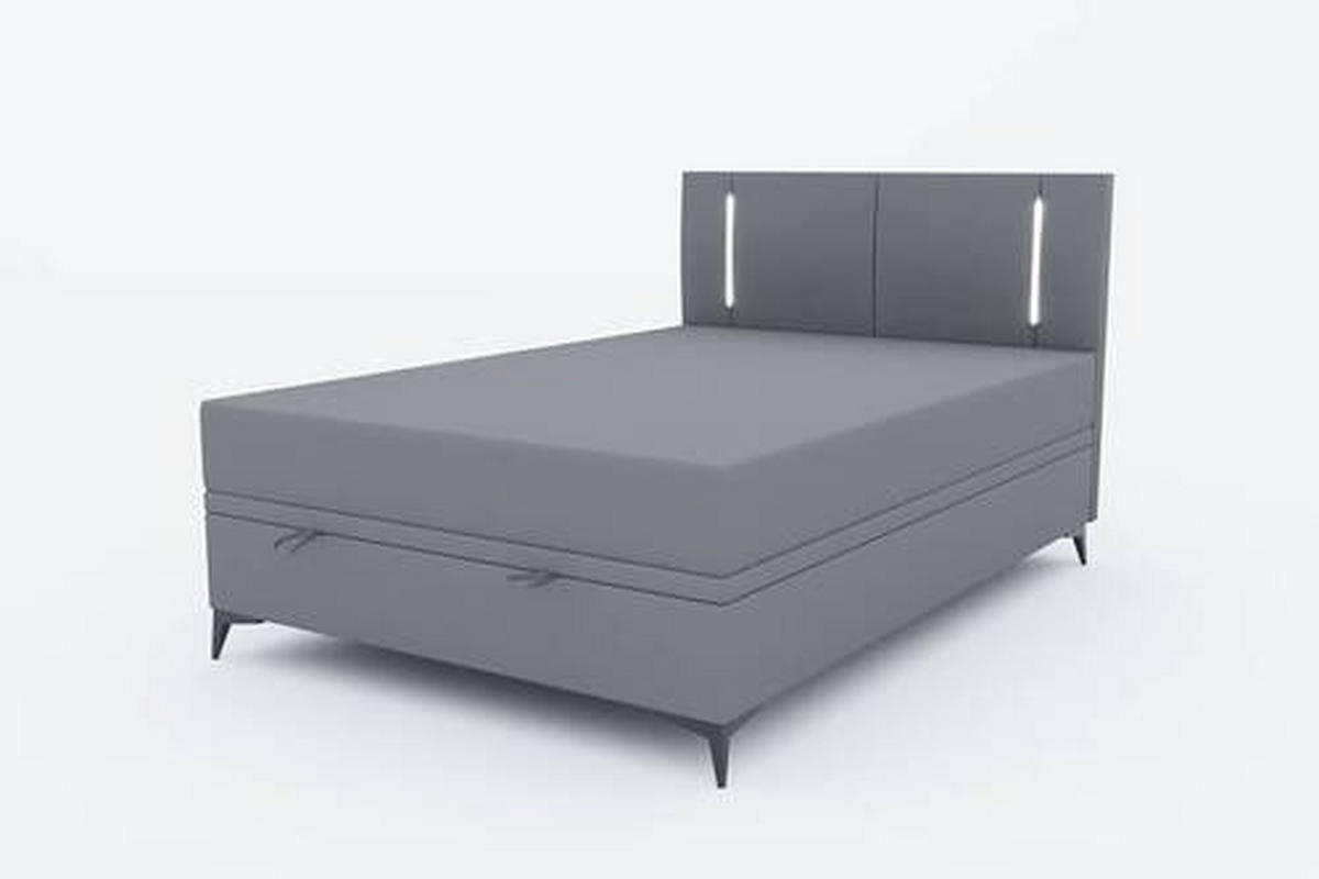 BOXBETT 140/200 cm  in Dunkelgrau  - Dunkelgrau/Schwarz, Konventionell, Textil/Metall (140/200cm) - Carryhome