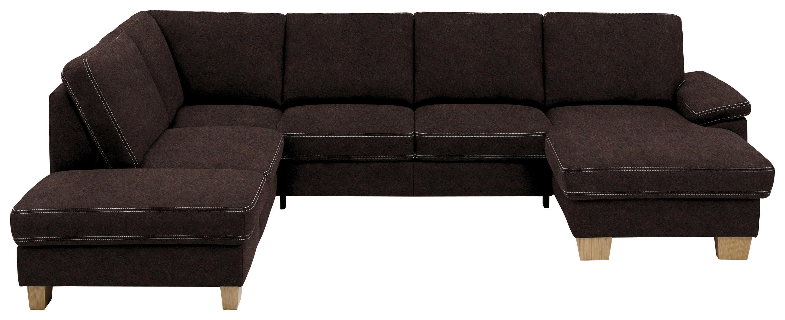 WOHNLANDSCHAFT Dunkelbraun Mikrofaser - Eichefarben/Dunkelbraun, KONVENTIONELL, Holz/Textil (235/316/167cm) - Beldomo System