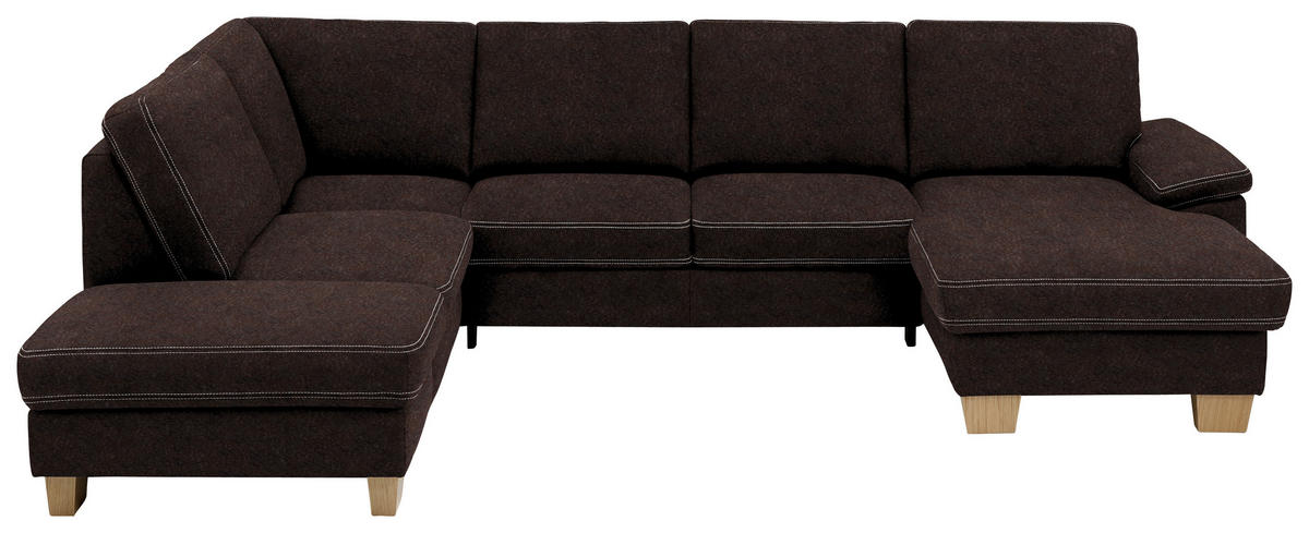 WOHNLANDSCHAFT in Mikrofaser Dunkelbraun  - Eichefarben/Dunkelbraun, Konventionell, Holz/Textil (235/316/167cm) - Beldomo System