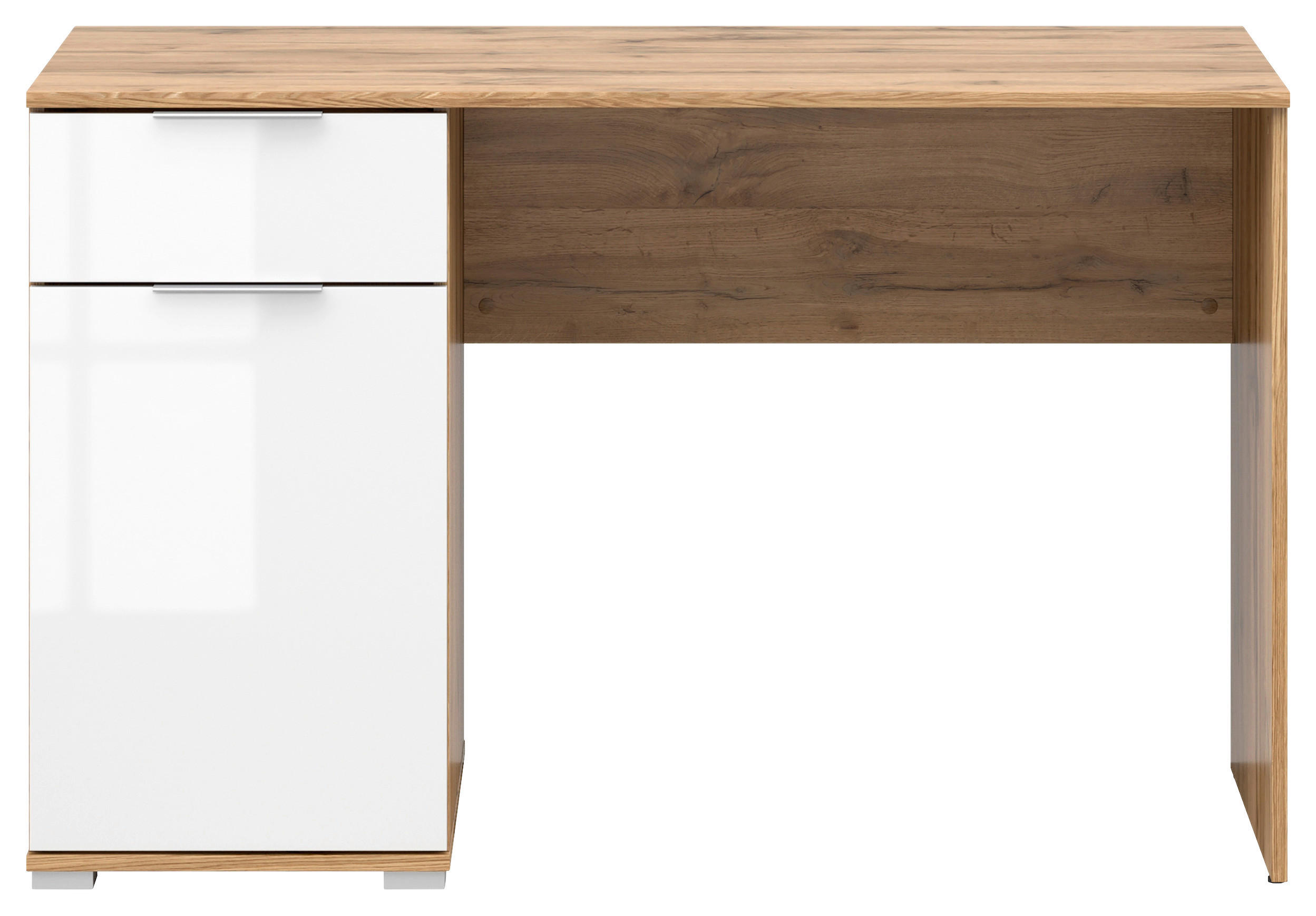 SCHREIBTISCH 120/60/76 cm  in Weiß, Eiche Wotan  - Eiche Wotan/Silberfarben, Design, Holzwerkstoff/Kunststoff (120/60/76cm)