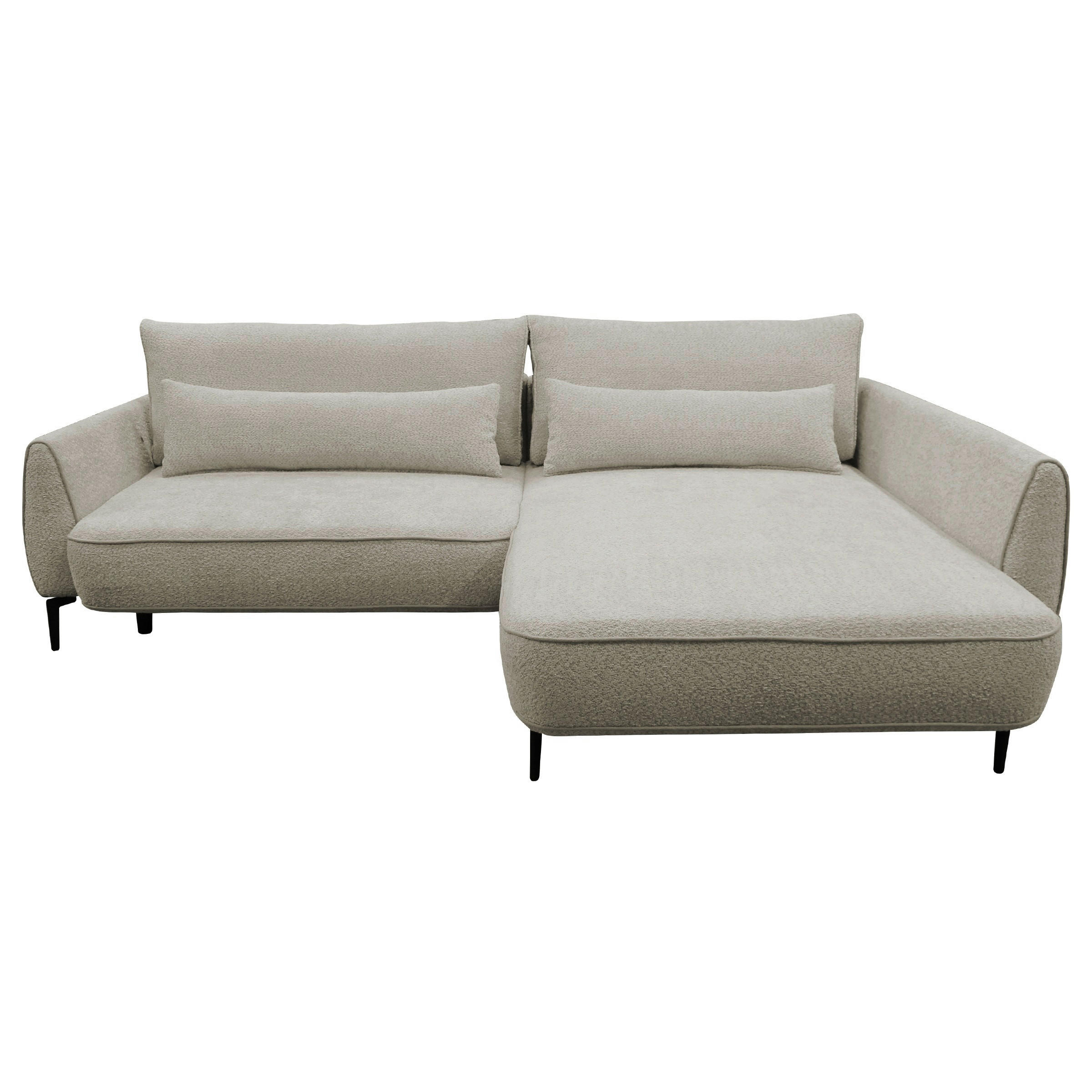 ECKSOFA Creme Bouclé  - Creme/Schwarz, Design, Textil/Metall (273/204cm) - MID.YOU