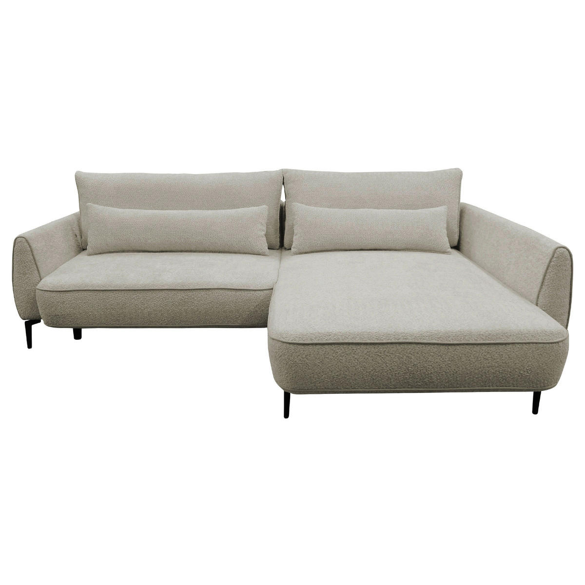 ECKSOFA in Bouclé Creme  - Creme/Schwarz, Design, Textil/Metall (273/204cm) - MID.YOU