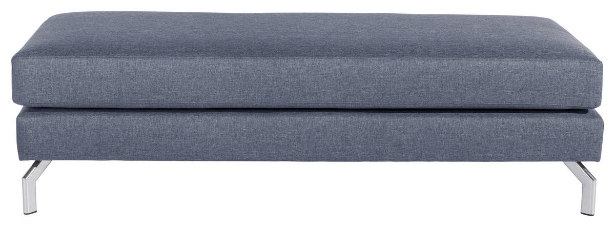 HOCKER Flachgewebe Dunkelblau  - Silberfarben/Dunkelblau, Design, Textil/Metall (155/45/67cm) - Max Winzer