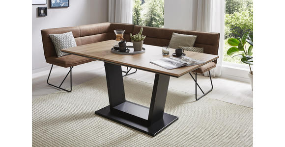 ECKBANK Mikrofaser Schwarz, Schlammfarben - Schlammfarben/Schwarz, Design, Textil/Metall (155/222cm) - Valnatura