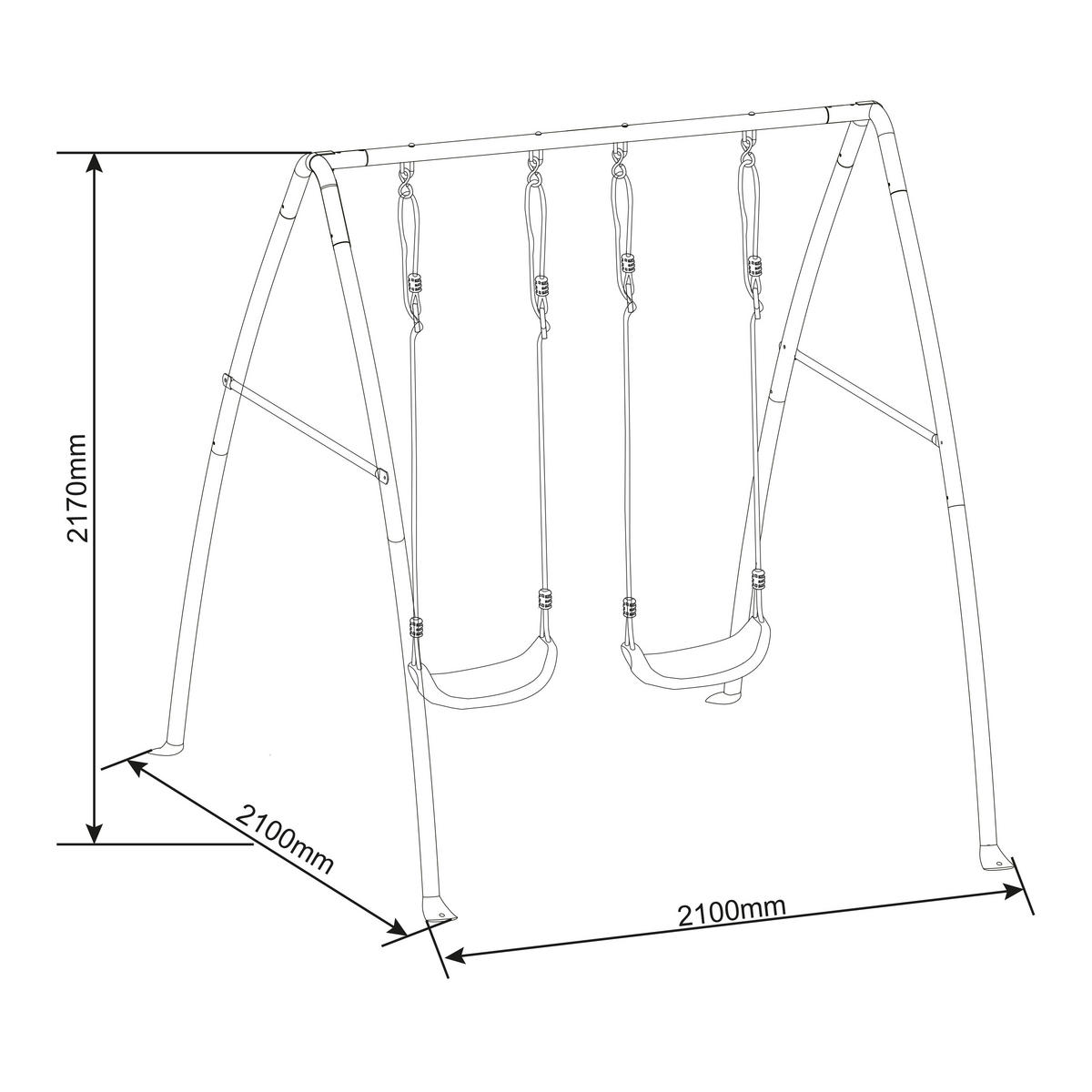 SCHAUKEL DOUBLE METAL axi  - Anthrazit/Weiß, Basics, Kunststoff/Metall (210/217/210cm) - Ambia Garden