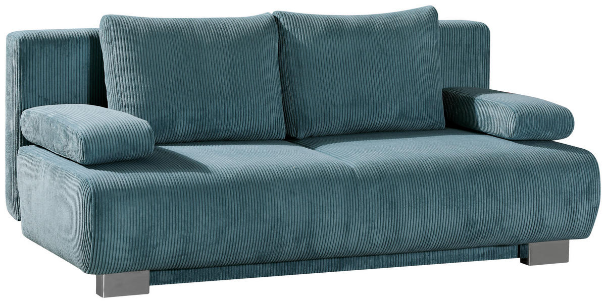 SCHLAFSOFA Cord Türkis  - Türkis, KONVENTIONELL, Textil/Metall (196/89/94cm) - Novel