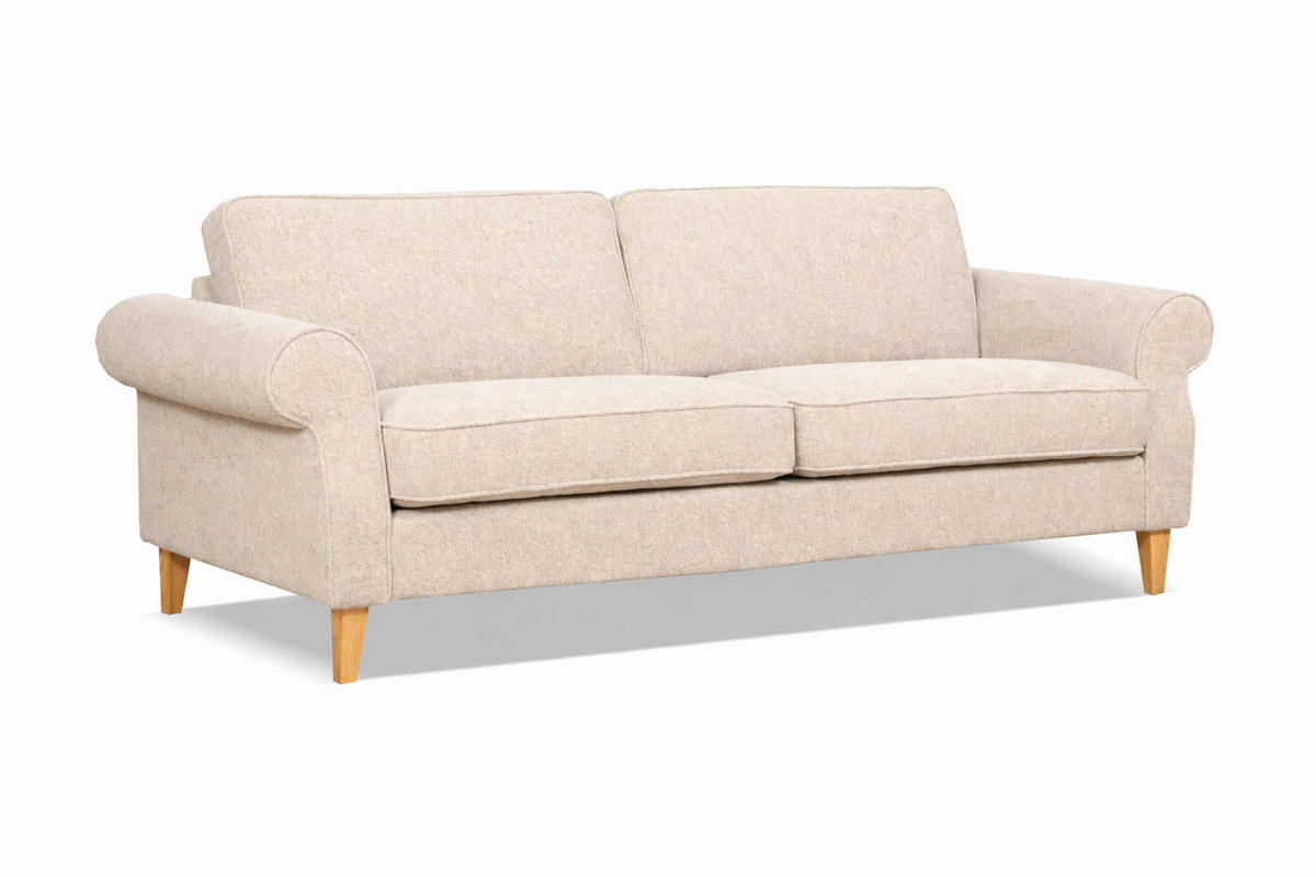 3-SITZER-SOFA NAOMI Creme  - Creme, Design, Textil (224/82/91cm) - Livetastic