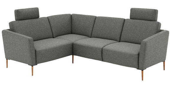 ECKSOFA  in Flachgewebe Graugrün  189/236 cm  - Eichefarben/Graugrün, Design, Holz/Textil (189/236cm) - Valnatura