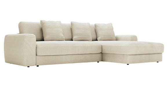 ECKSOFA Creme Cord  - Creme/Schwarz, MODERN, Kunststoff/Textil (302/182cm) - Carryhome