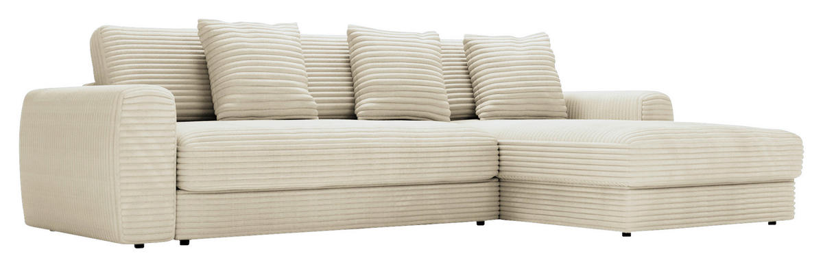 ECKSOFA in Cord Creme  302/182 cm  - Creme/Schwarz, MODERN, Kunststoff/Textil (302/182cm) - Carryhome