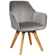 STOL, les, tekstil siva, hrast - siva/hrast, Moderno, tekstil/les (61/86/62,5cm) - Venda