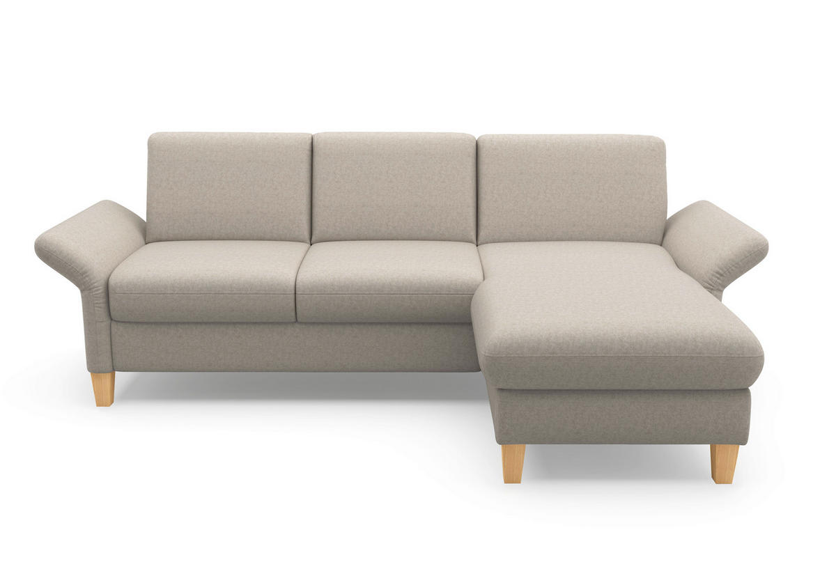 ECKSOFA ROCHELLE E Taupe Flachgewebe  - Taupe/Eichefarben, KONVENTIONELL, Holz/Textil (251/164cm) - Sit & More