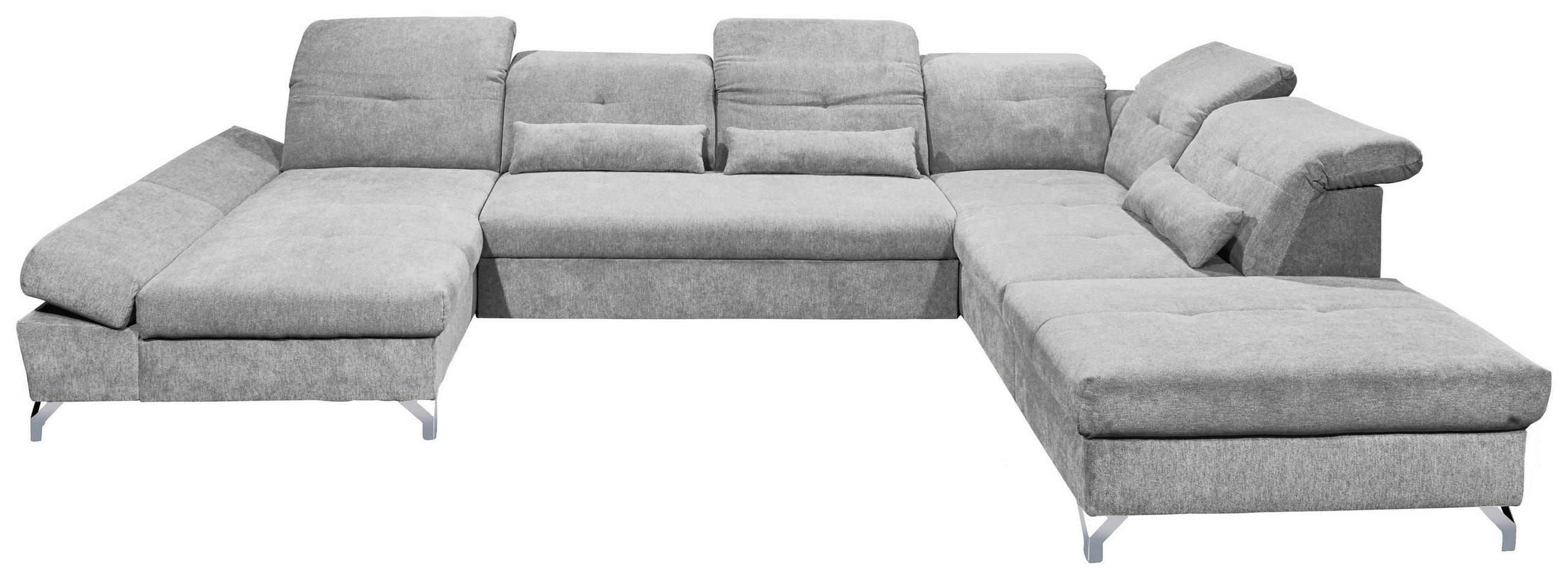 WOHNLANDSCHAFT Schlammfarben Mikrovelours  - Schlammfarben/Silberfarben, MODERN, Textil/Metall (168/350/245cm) - MID.YOU