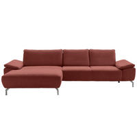 ECKSOFA MR 270 Bordeaux Chenille  - Chromfarben/Bordeaux, Design, Textil/Metall (181/335cm) - Musterring