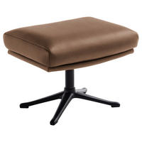 HOCKER in Leder Hellbraun  - Hellbraun/Schwarz, Design, Leder/Metall (54/41/41cm) - home24