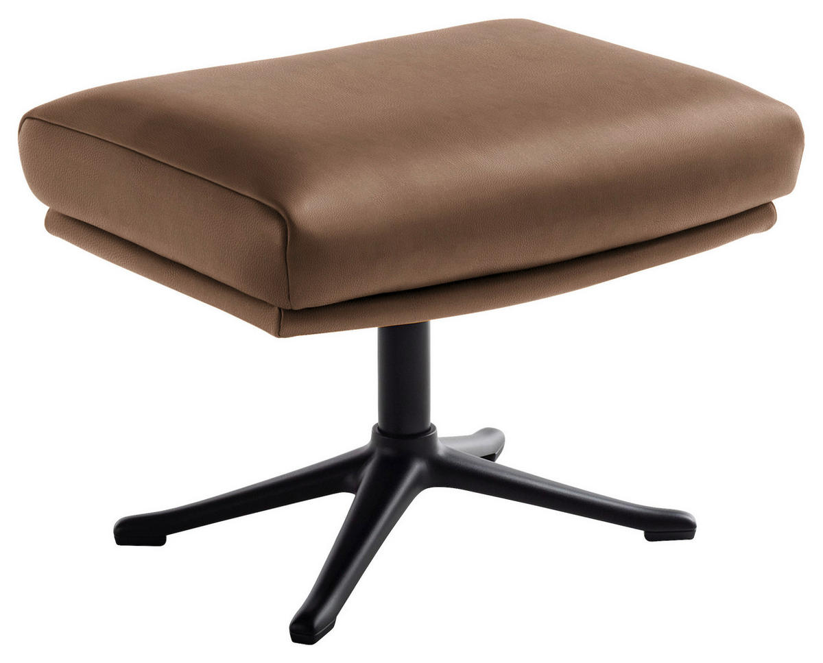 HOCKER in Leder Hellbraun  - Hellbraun/Schwarz, Design, Leder/Metall (54/41/41cm) - home24