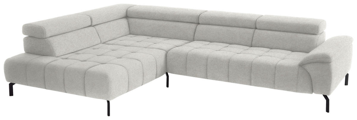 ECKSOFA in Chenille Beige  - Beige/Schwarz, Design, Textil/Metall (222/323cm) - Beldomo Style