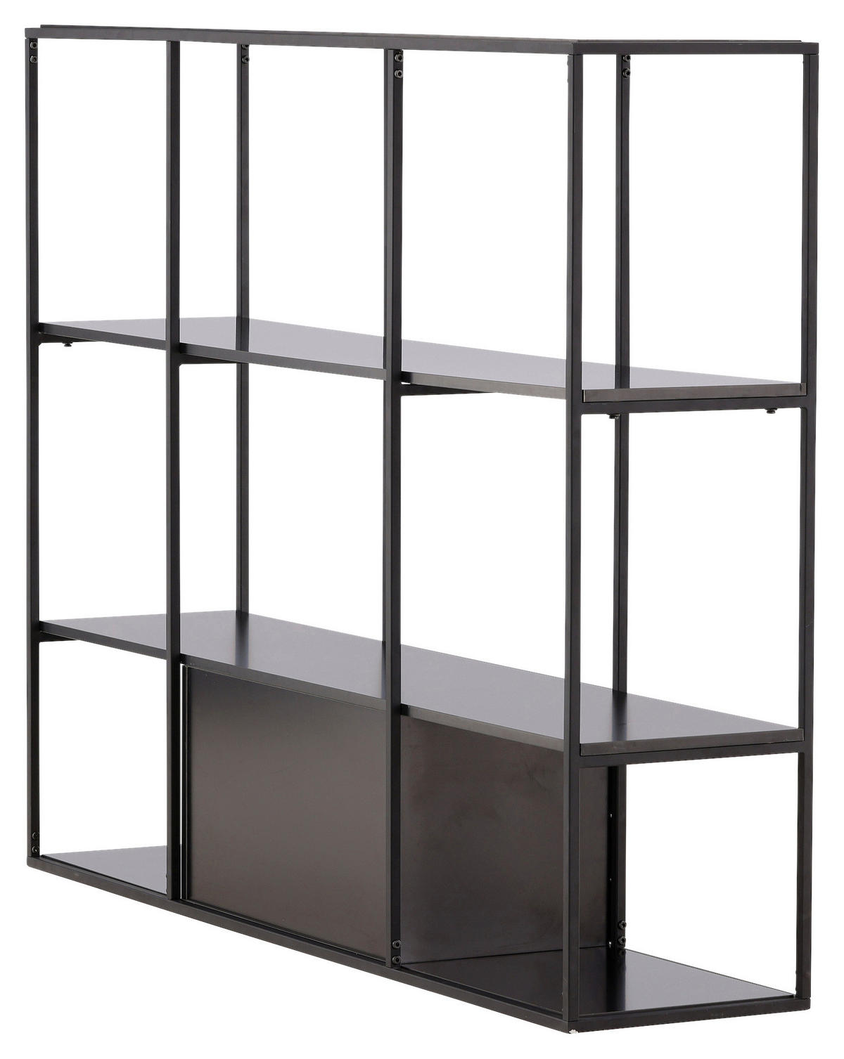 REGAL Schwarz, Nussbaumfarben  - Nussbaumfarben/Schwarz, Design, Holzwerkstoff/Metall (150/120/35cm) - Livetastic