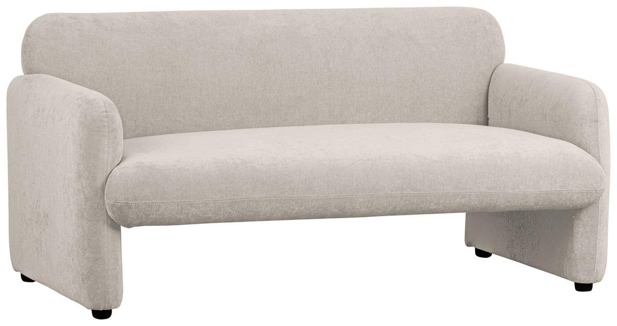2-SITZER-SOFA Samt Creme  - Creme/Schwarz, Design, Holz/Kunststoff (148/83/76cm) - MID.YOU