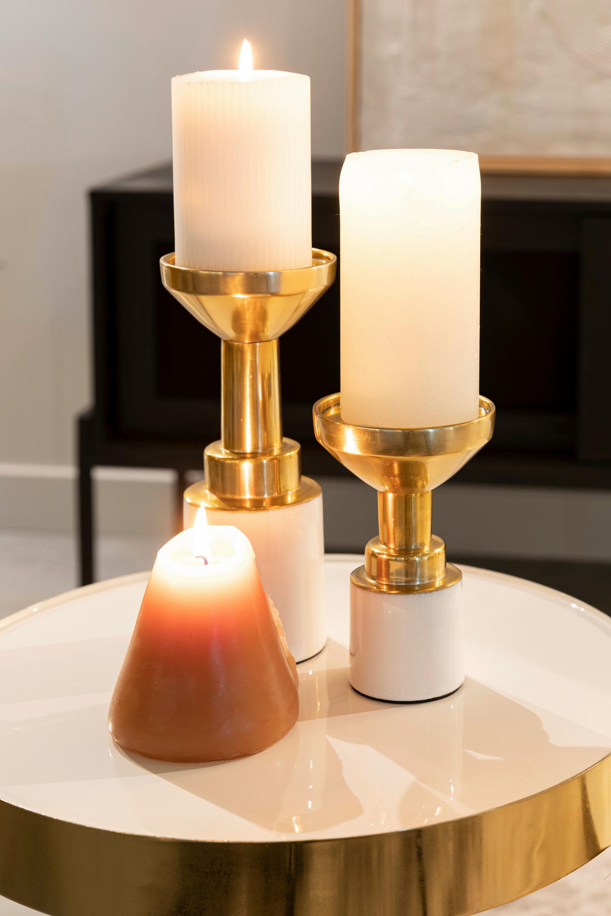 KERZENHALTER - Goldfarben/Weiß, Basics, Metall (9/20cm) - Zuiver