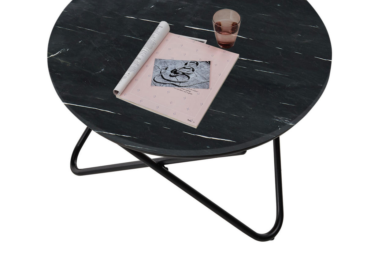 KONFERENČNÝ STOLÍK, čierna, kov, kameň,  - čierna, Design, kov/kameň (80/46cm) - MID.YOU
