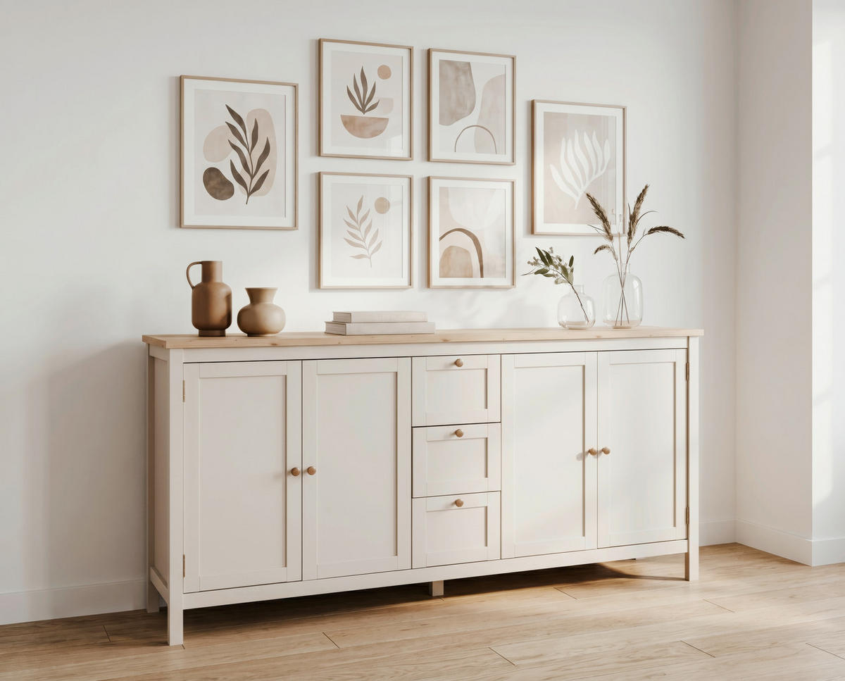 SIDEBOARD  180/90/40 cm 3 Schublade(n)  - Kaschmir/Eiche Artisan, Konventionell, Holzwerkstoff/Metall (180/90/40cm) - MID.YOU