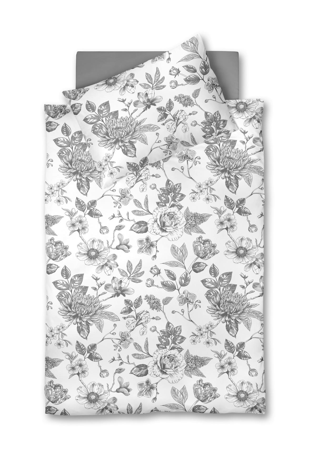 ÁGYNEMŰHUZAT-GARNITÚRA 140/200 cm  - fehér/szürke, Basics, textil (140/200cm) - Fleuresse