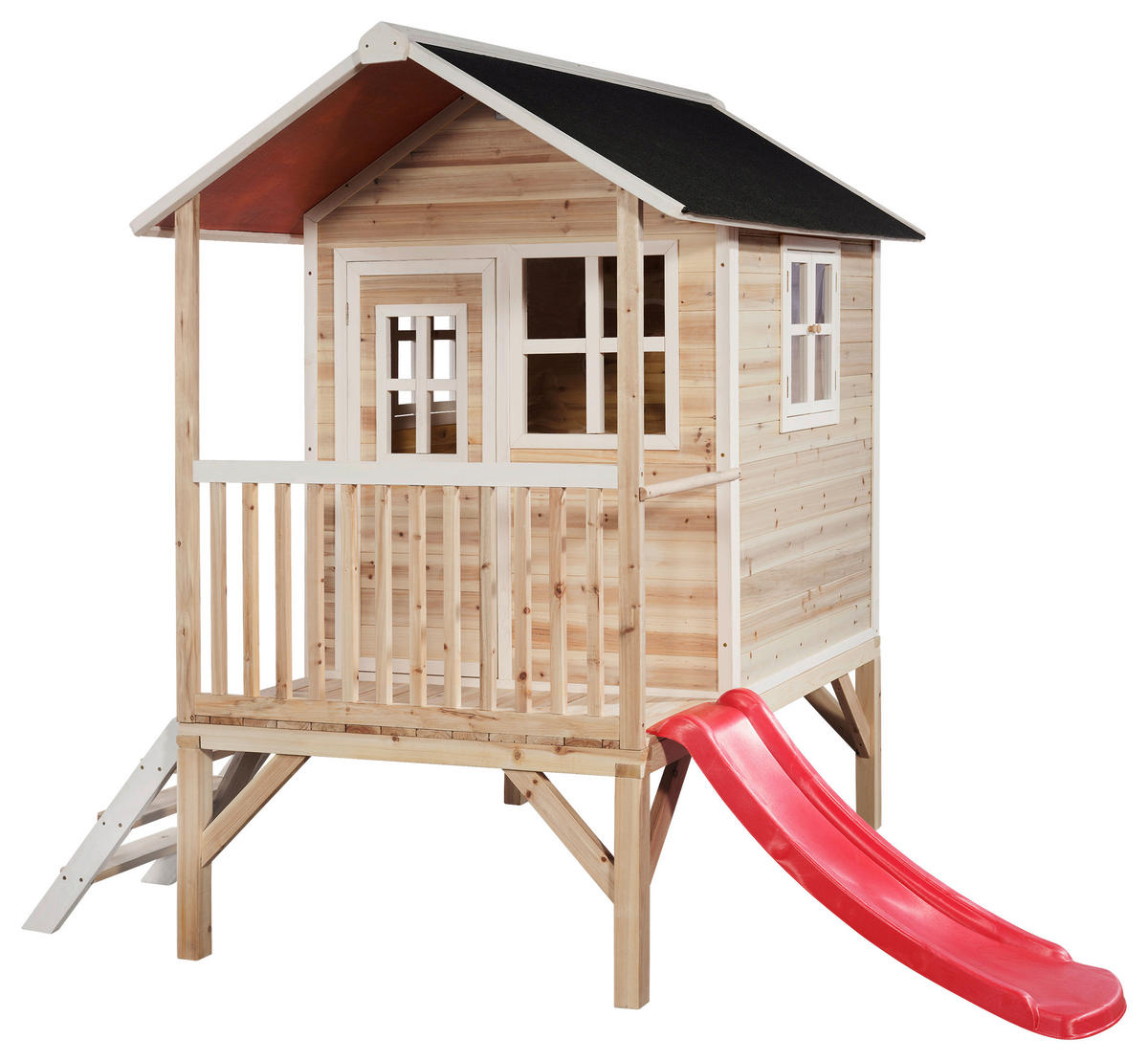 SPIELHAUS EXIT LOFT 300  - Rot/Naturfarben, KONVENTIONELL, Holz (369/190/215cm) - EXIT Toys