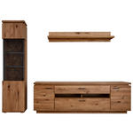 WOHNWAND 3-teilig  in Grau, Eichefarben  275/204/50 cm  - Eichefarben/Anthrazit, Natur, Glas/Holz (275/204/50cm) - Linea Natura