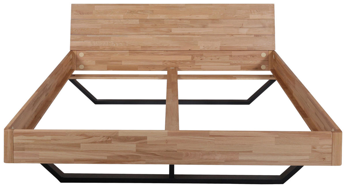 BETT 180/200 cm  in Eichefarben  - Eichefarben/Schwarz, MODERN, Holz/Metall (180/200cm) - MID.YOU