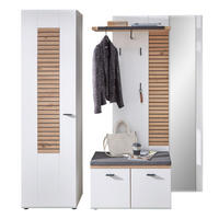 GARDEROBE 3-teilig  in 187/201/40 cm  - Weiss/Schwarz, Design, Glas/Holzwerkstoff (187/201/40cm) - Livetastic